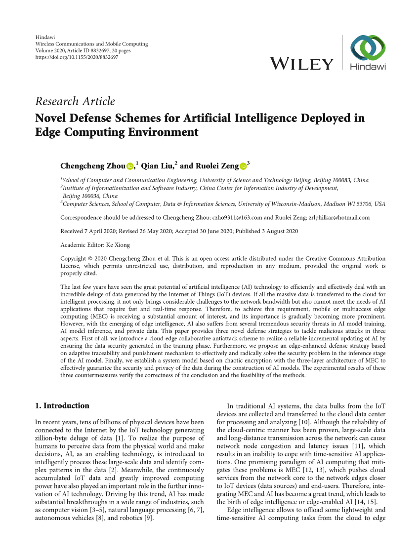 (PDF) Novel Defense Schemes for Artificial Intelligence Deployed in