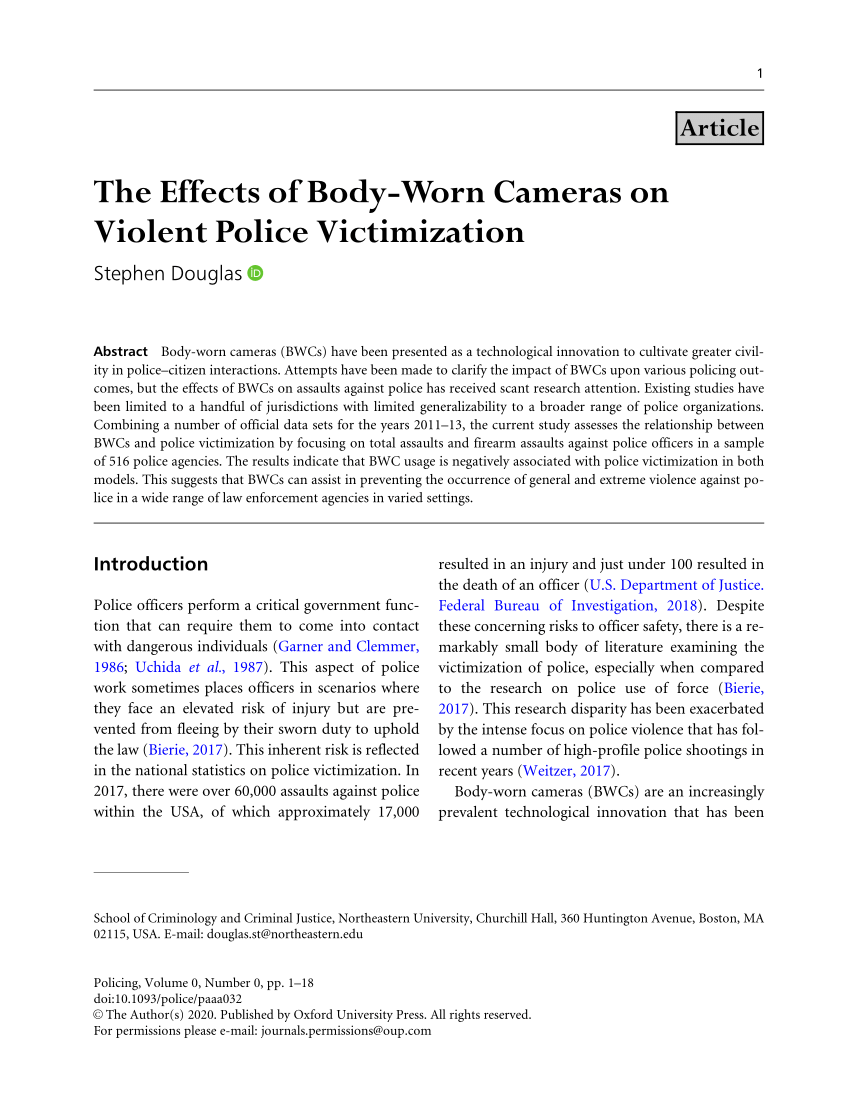 research paper on body worn cameras