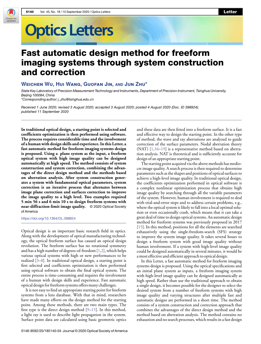 (PDF) Fast automatic design method for freeform imaging systems through ...
