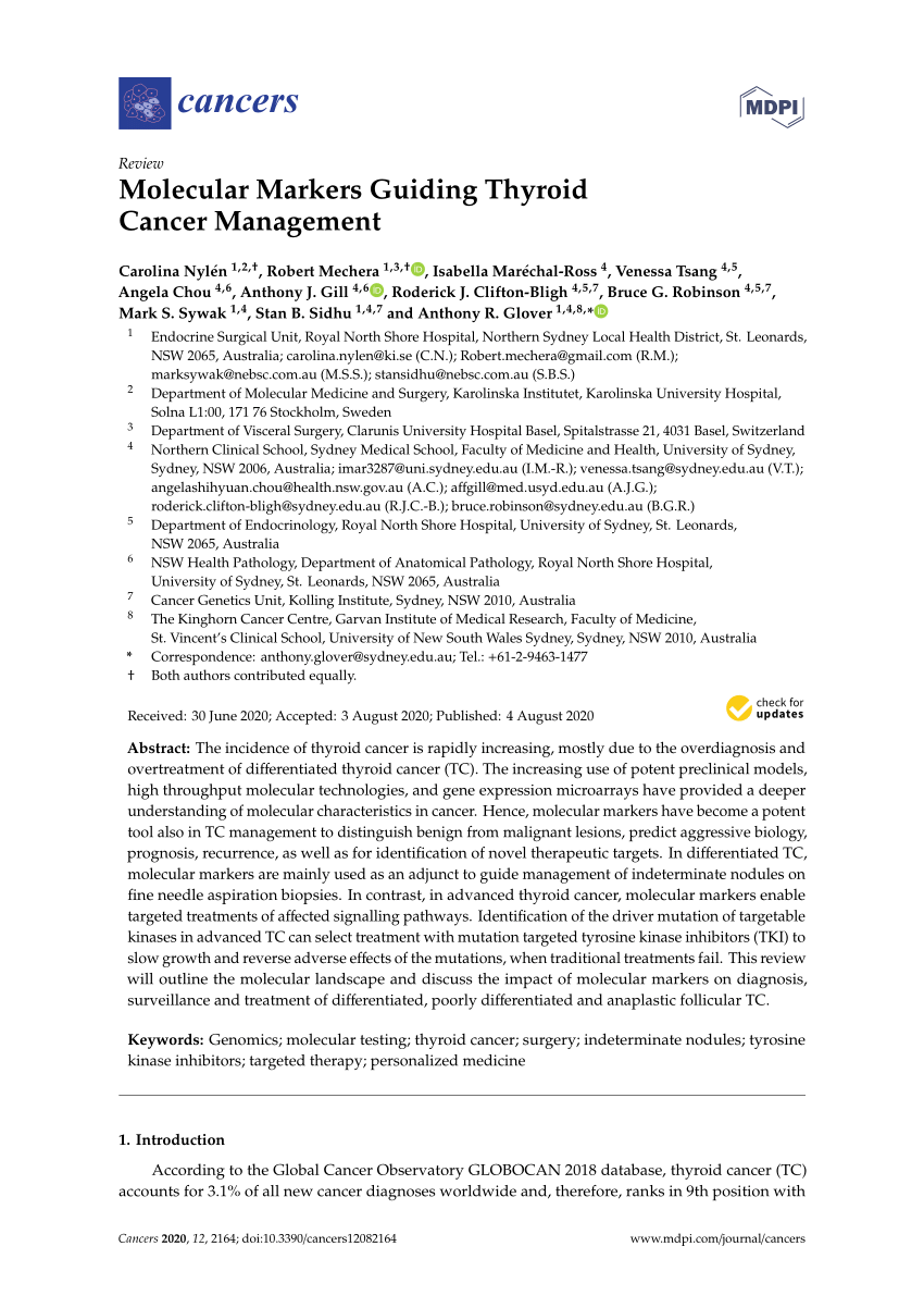 PDF) Molecular Markers Guiding Thyroid Cancer Management