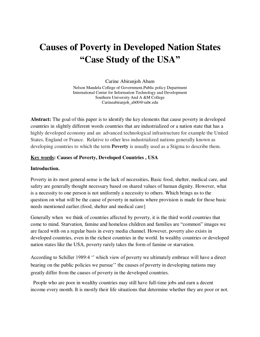 short case study on poverty
