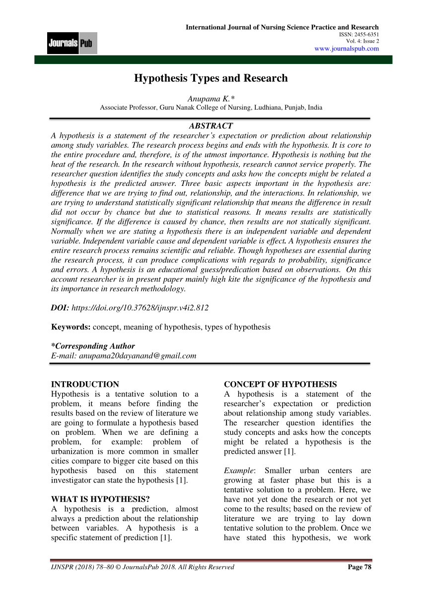 hypothesis research pdf