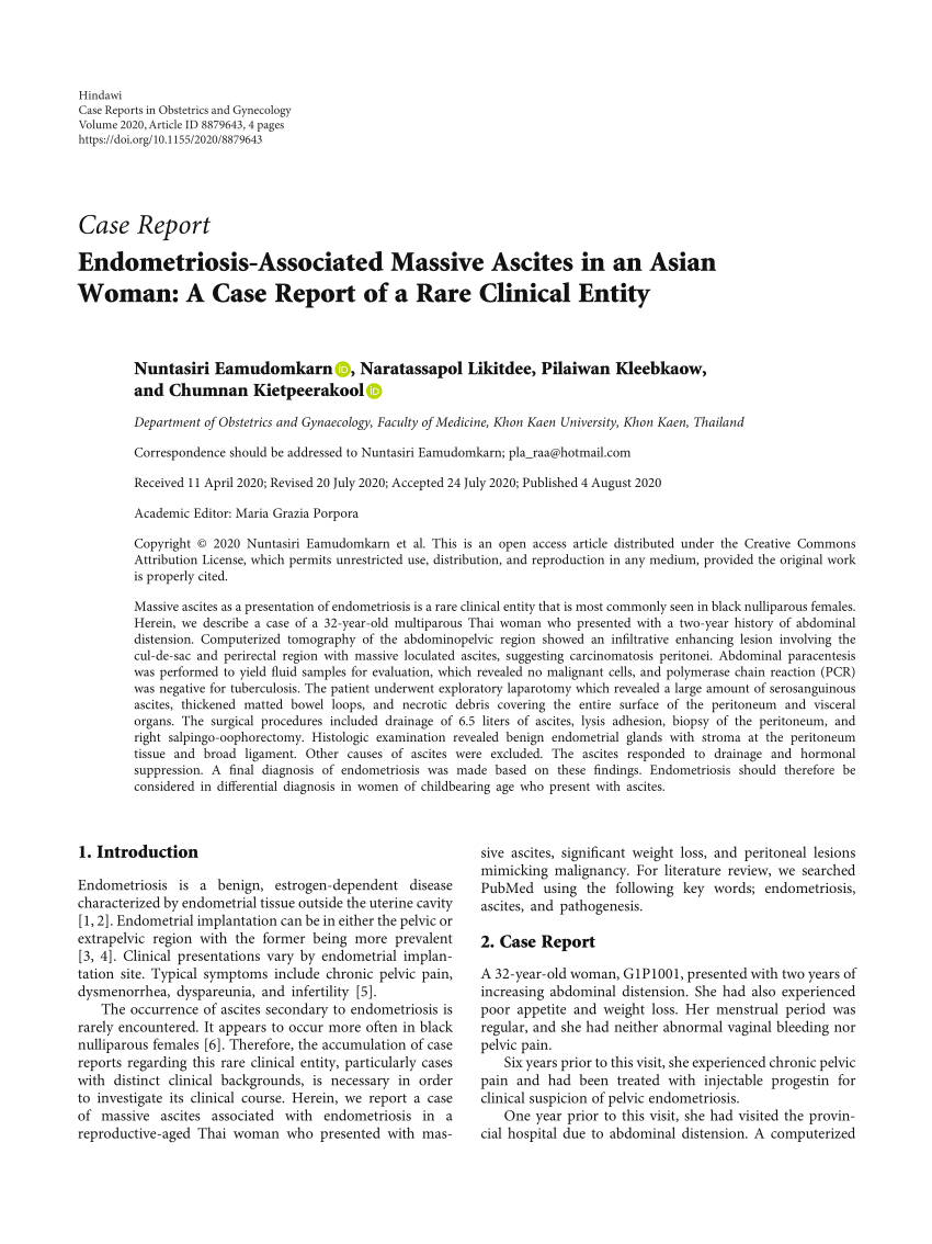 PDF) Endometriosis-Associated Massive Ascites in an Asian Woman: A