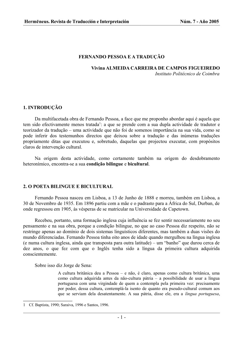 PDF) Auto-tradução e experimentação interlinguística na génese d'O  Marinheiro de Fernando Pessoa