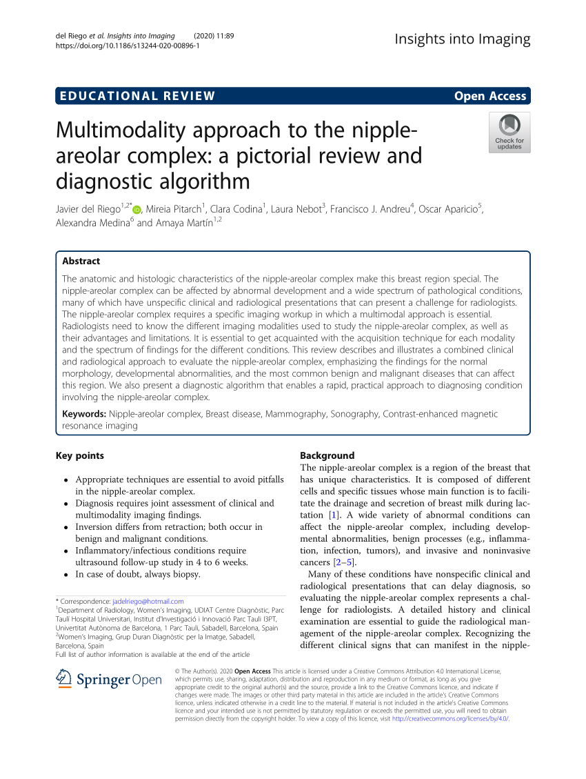 Pdf Multimodality Approach To The Nipple Areolar Complex A Pictorial