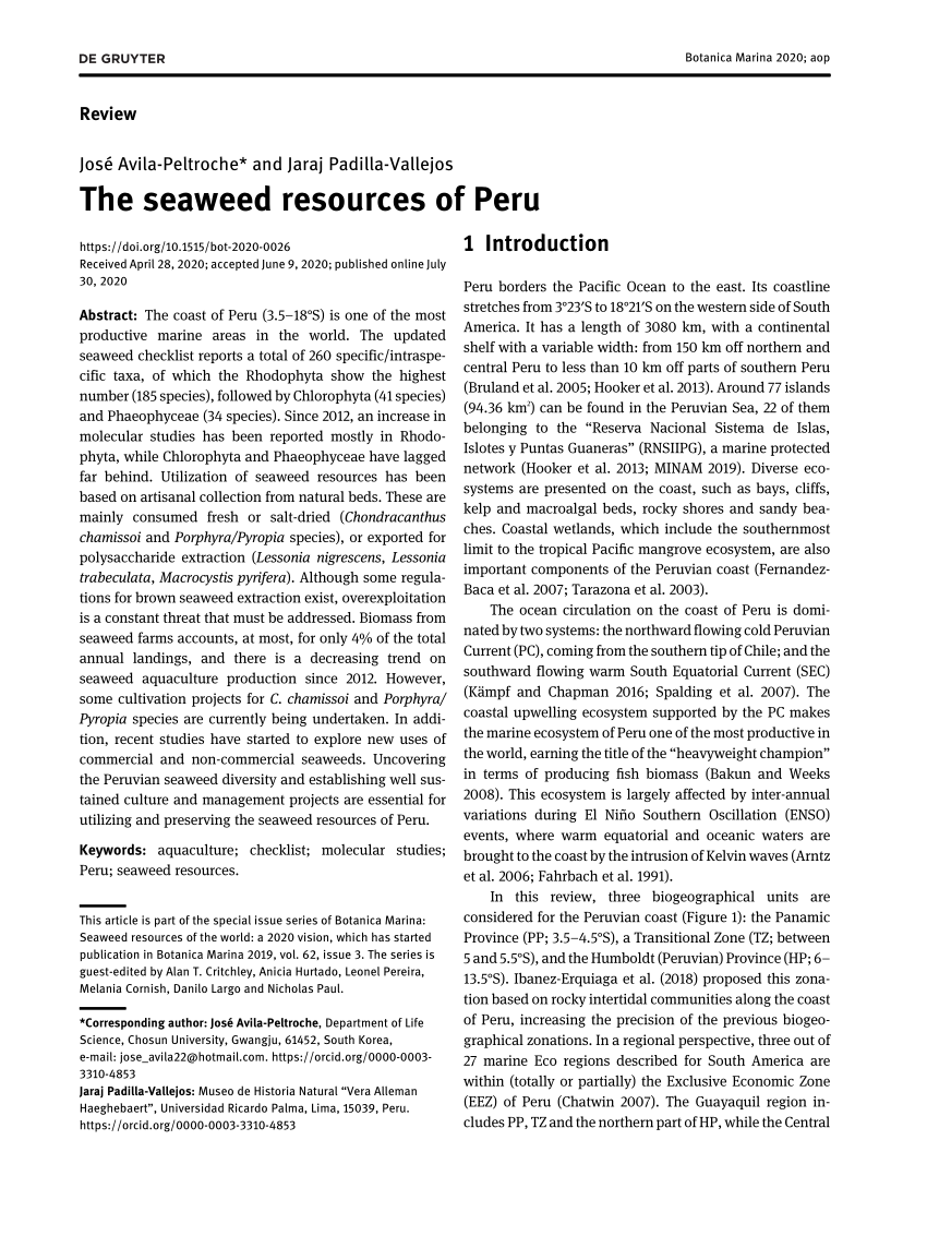 Pdf The Seaweed Resources Of Peru