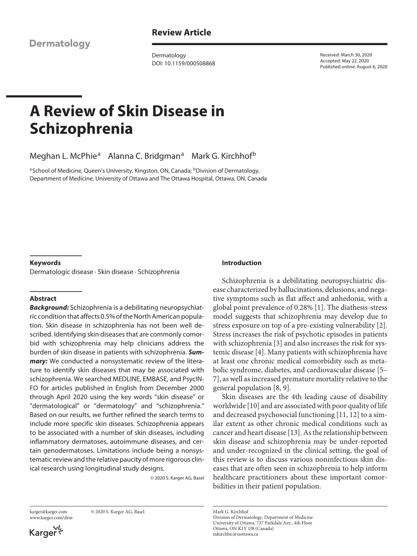 (PDF) A Review of Skin Disease in Schizophrenia