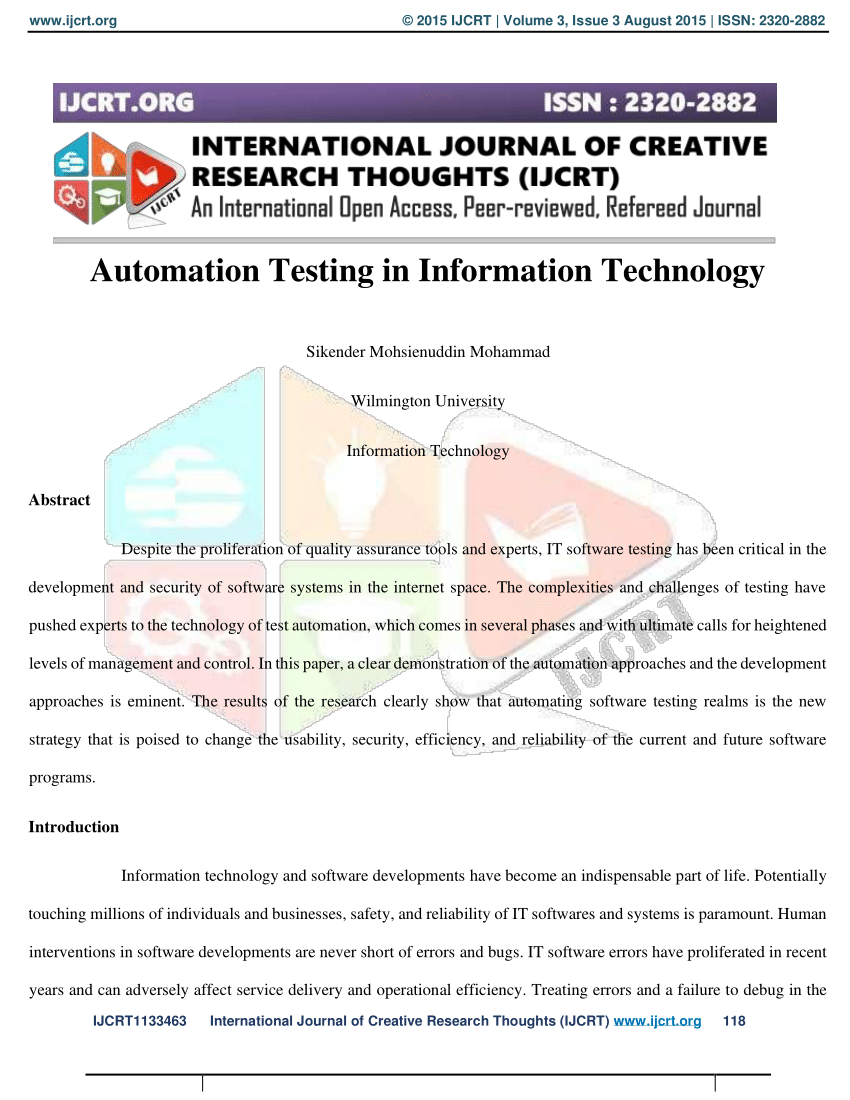research paper on automation testing