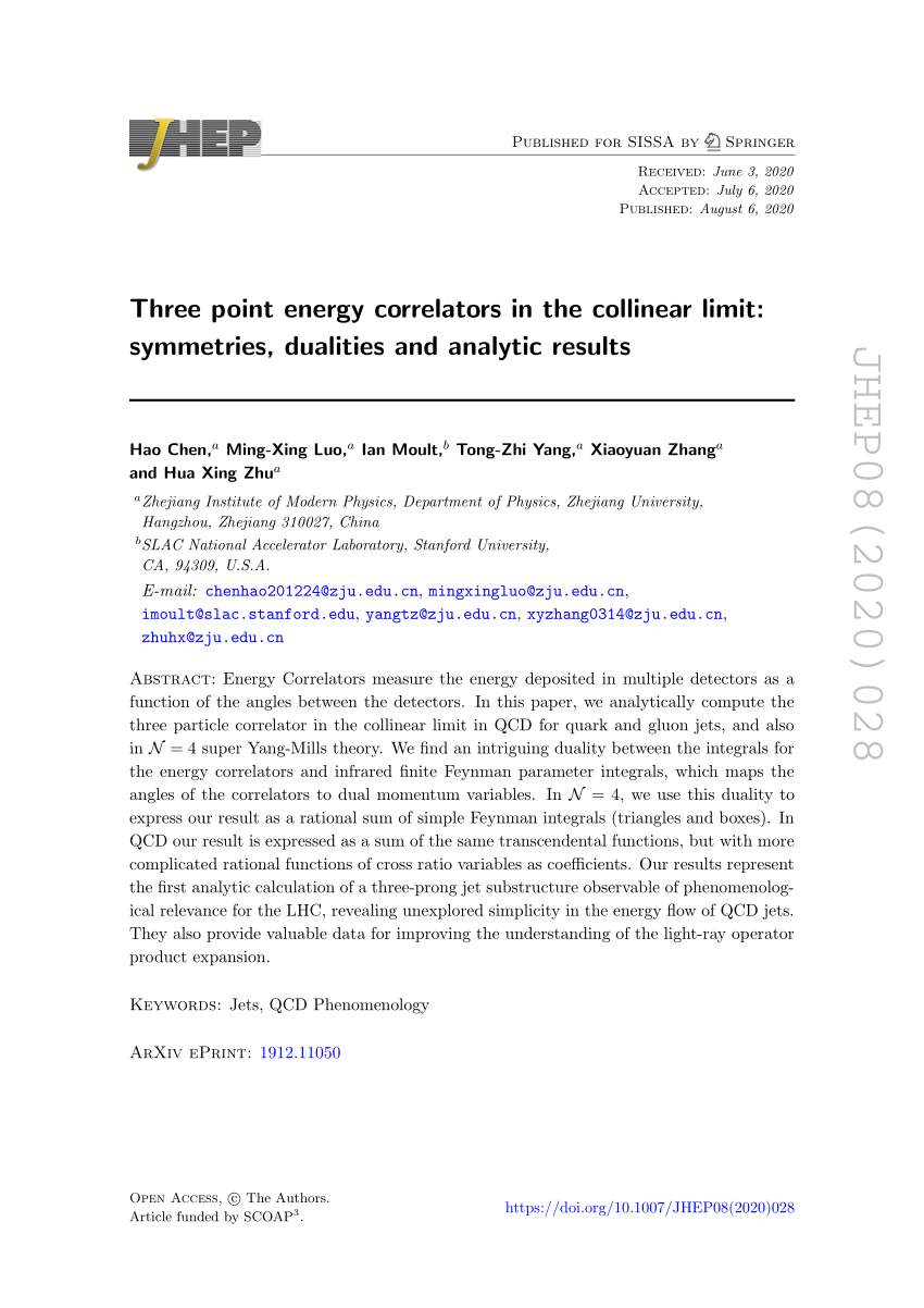 PDF) Three point energy correlators in the collinear limit 
