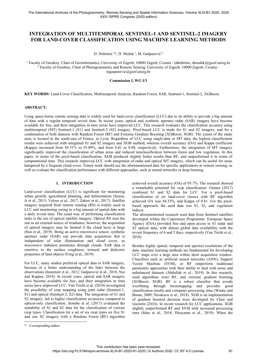 PDF) INTEGRATION OF MULTITEMPORAL SENTINEL-1 AND SENTINEL-2 ...