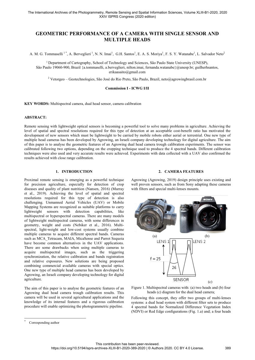 PDF) GEOMETRIC PERFORMANCE OF A CAMERA WITH SINGLE SENSOR AND