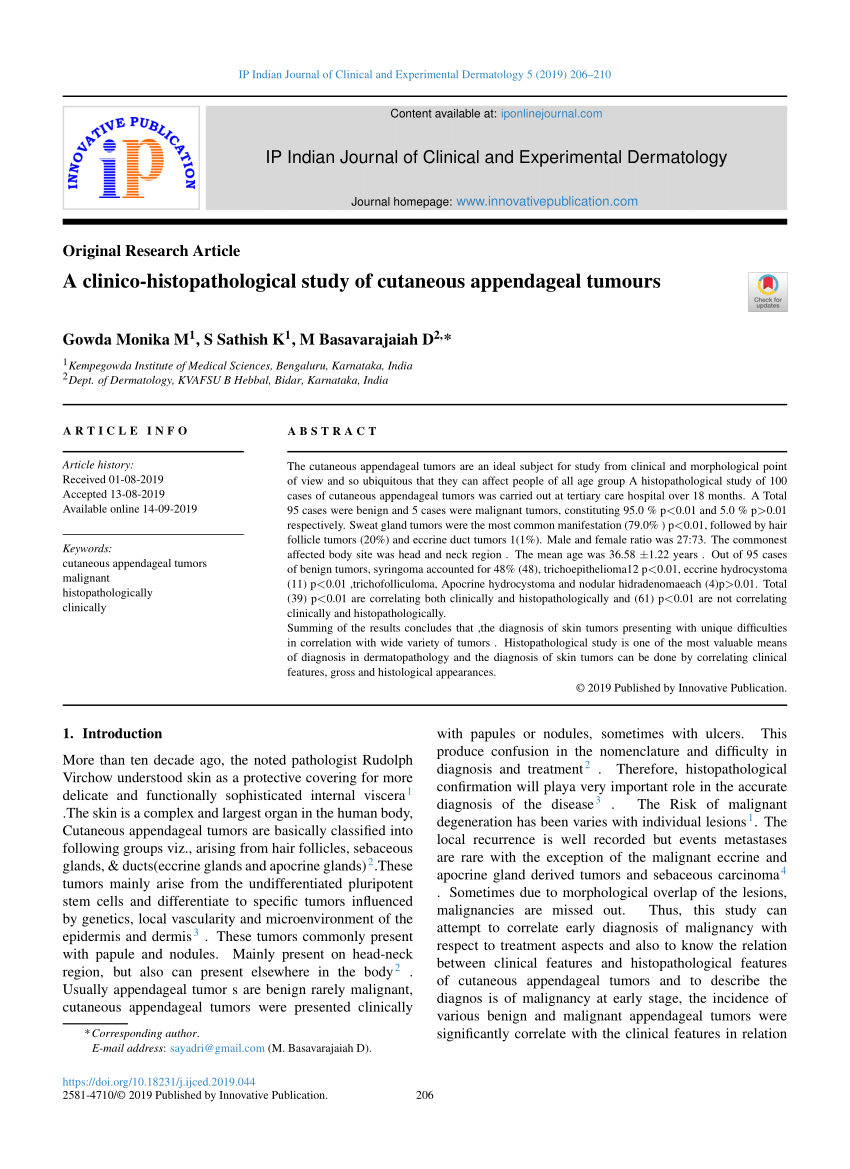 Pdf Ip Indian Journal Of Clinical And Experimental Dermatology A Clinico Histopathological 