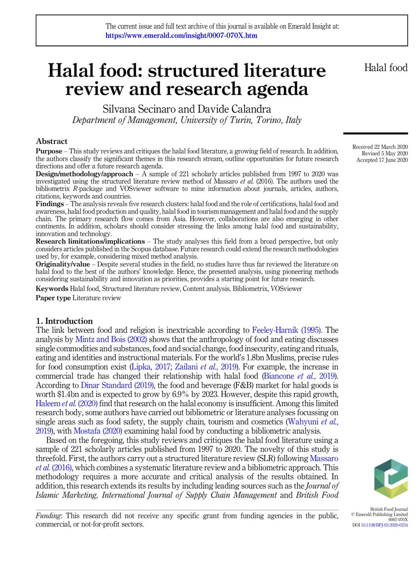 halal food structured literature review and research agenda