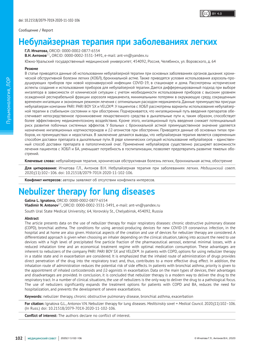 PDF) Nebulizer therapy for lung diseases