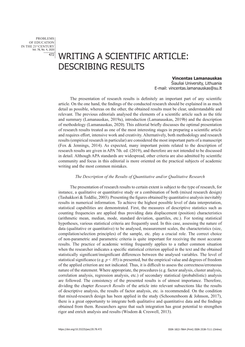 scientific research article format