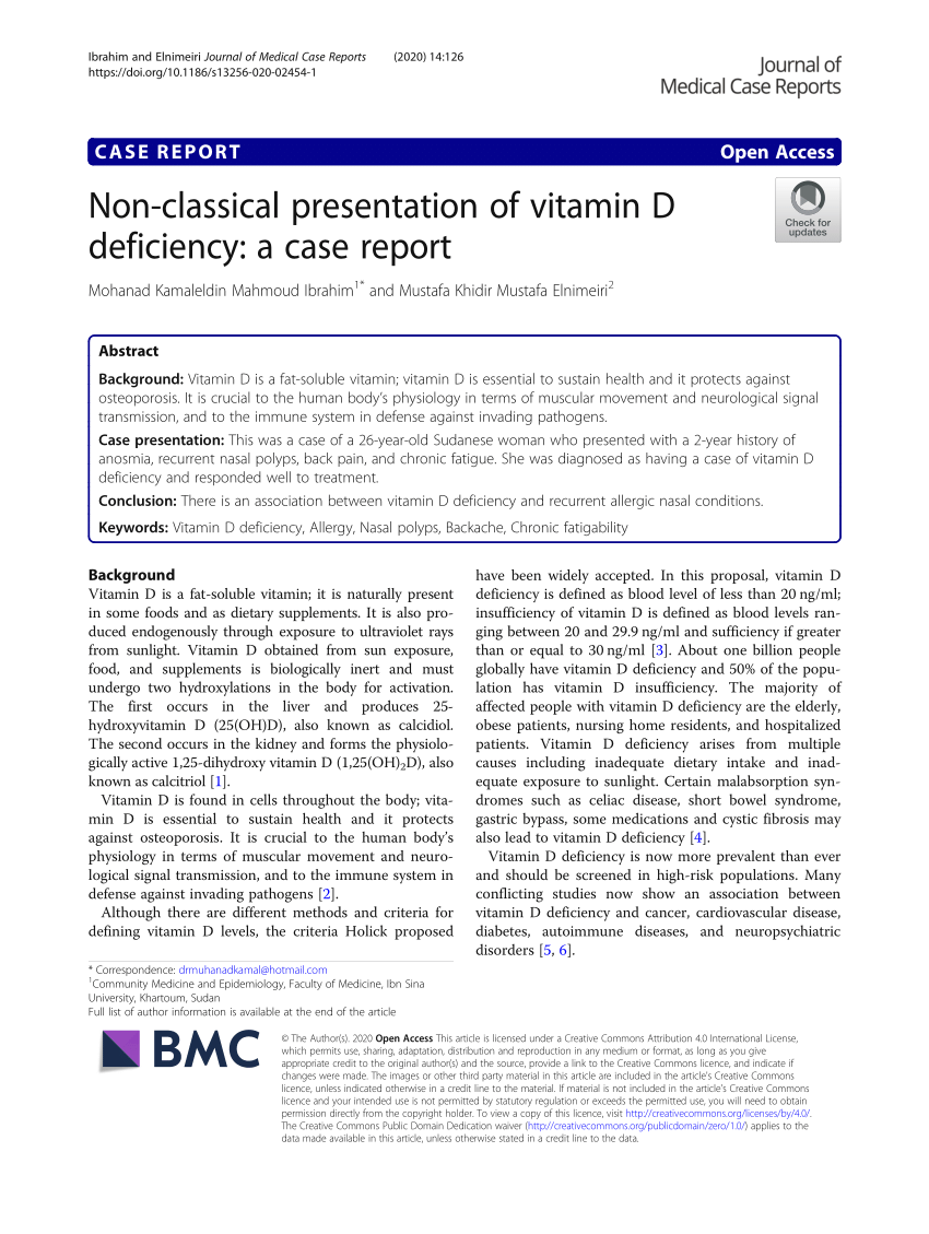 case study on vitamin d deficiency