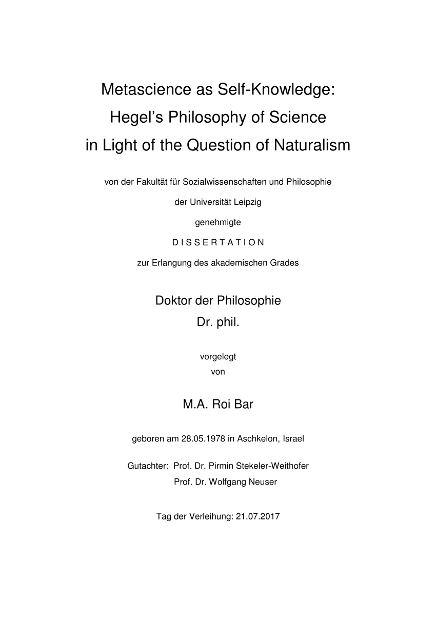 hegel dissertation