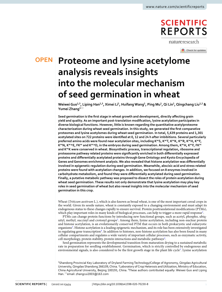 PDF) Proteome and lysine acetylome analysis reveals insights into