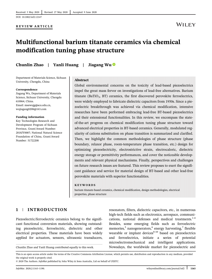 (PDF) Multifunctional barium titanate ceramics via chemical 