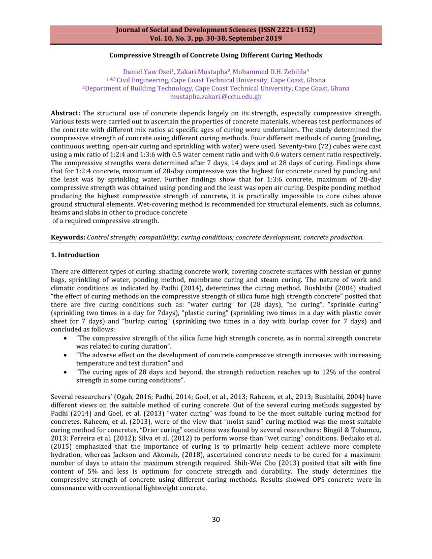 (PDF) Compressive Strength of Concrete Using Different Curing Methods