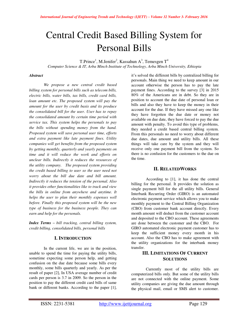 PDF) Central Credit Based Billing Personal