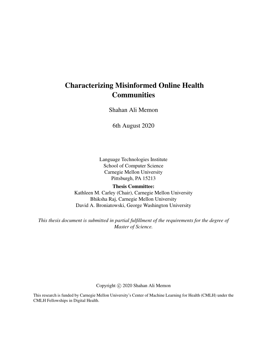 PDF) Characterizing Misinformed Online Health Communities