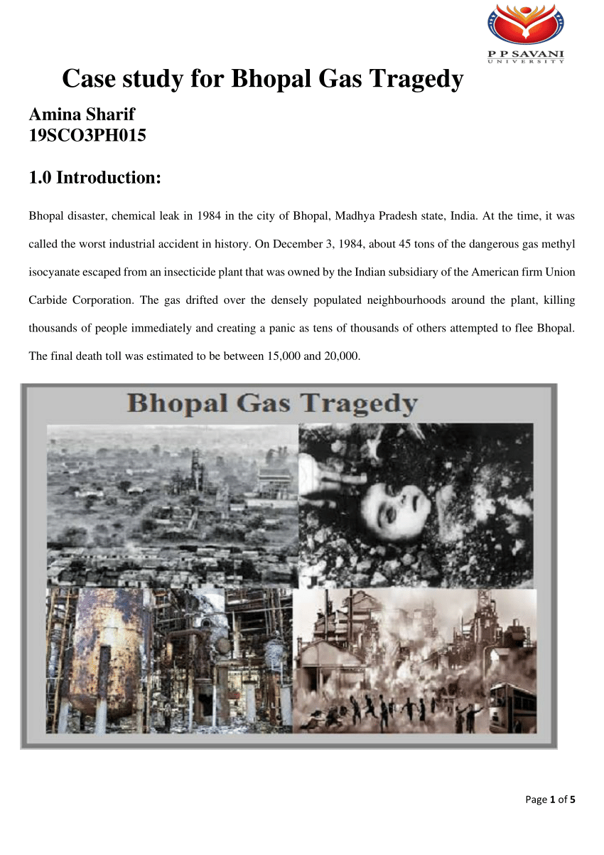 (PDF) Case study for Bhopal Gas Tragedy