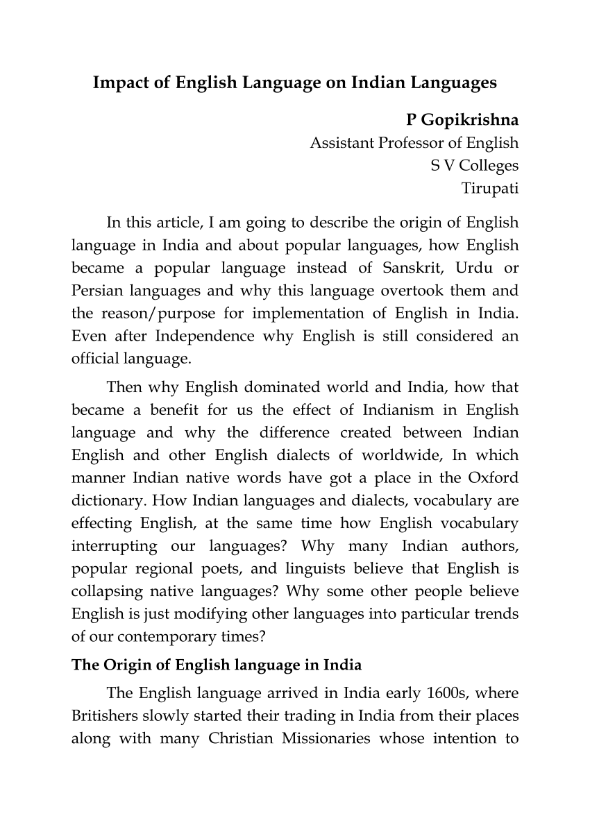 Importance Of English Language Essay