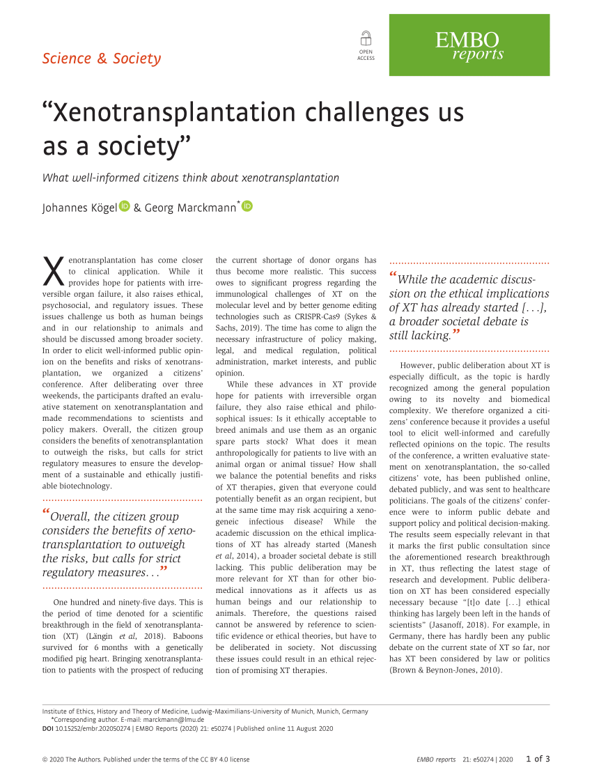 argumentative essay about xenotransplantation