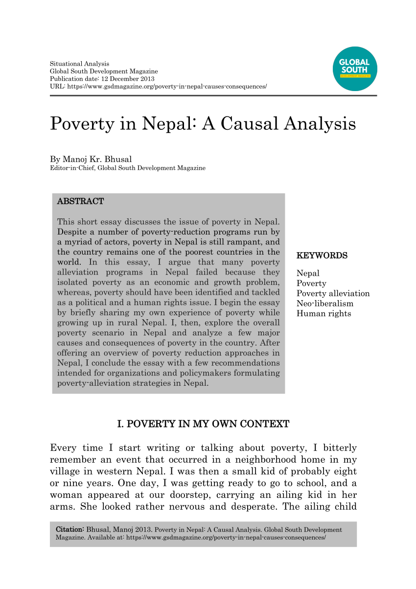 (PDF) Poverty in Nepal A Causal Analysis