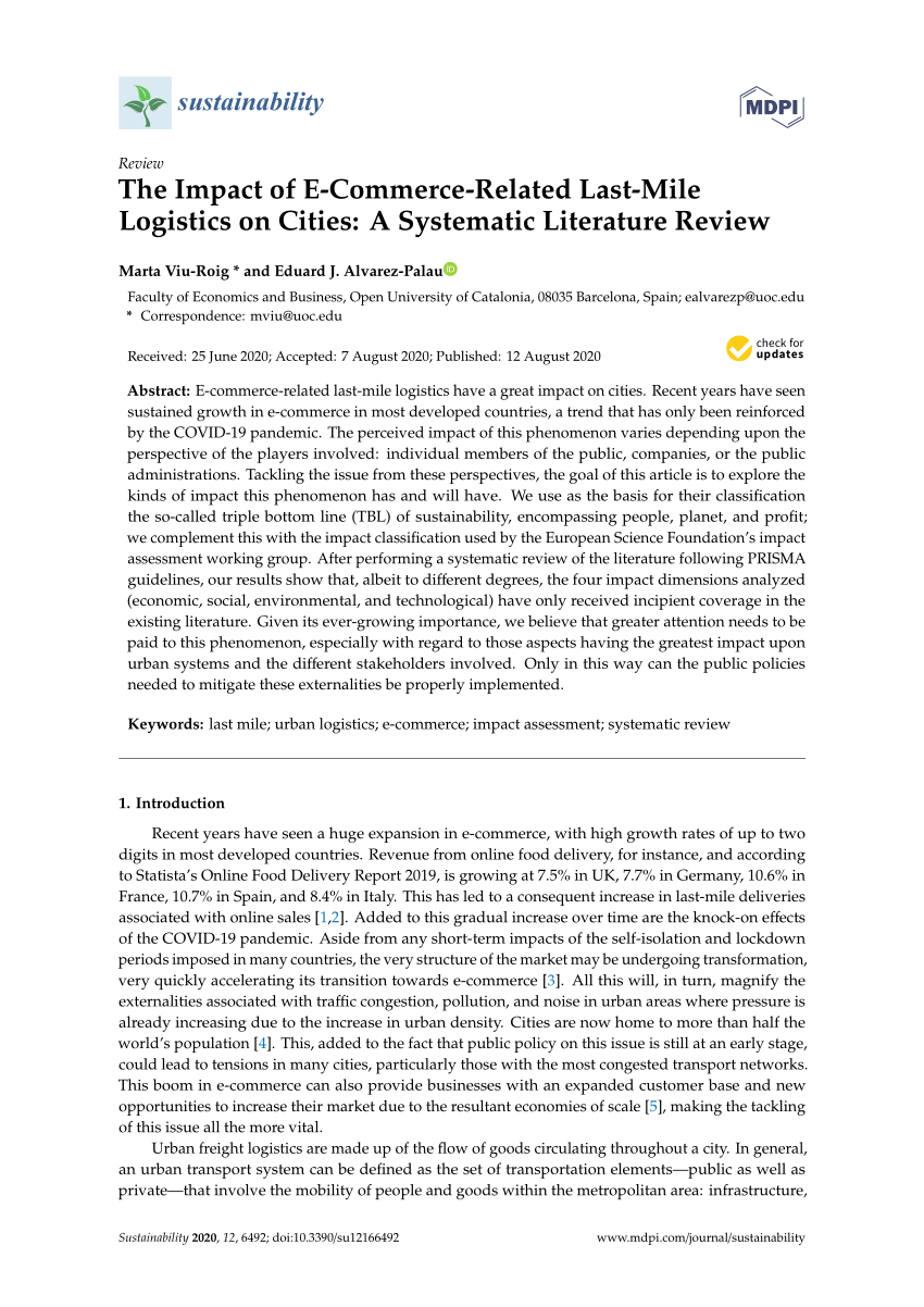systematic literature review on city logistics overview classification and analysis