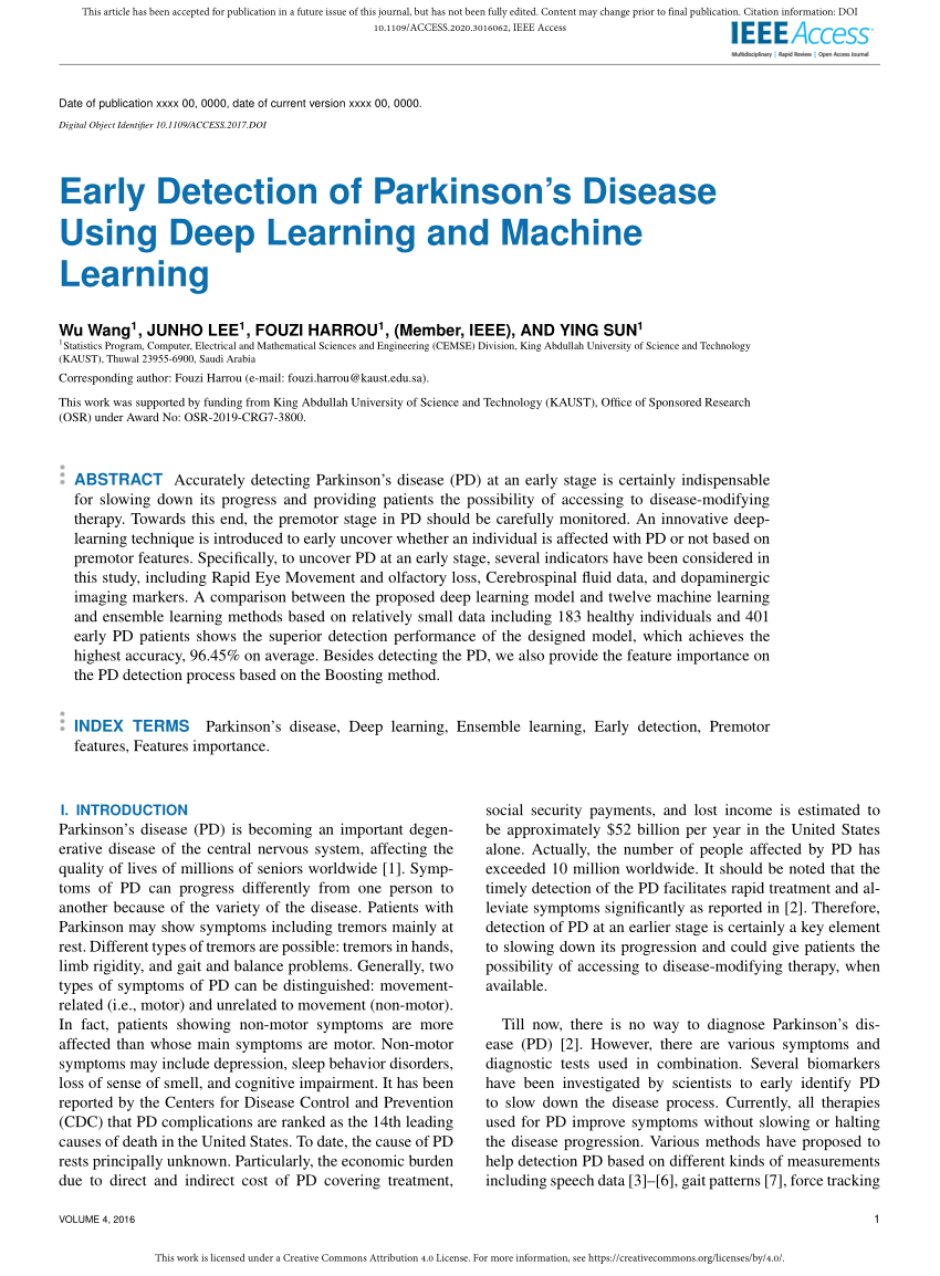 parkinson's disease detection using machine learning research paper