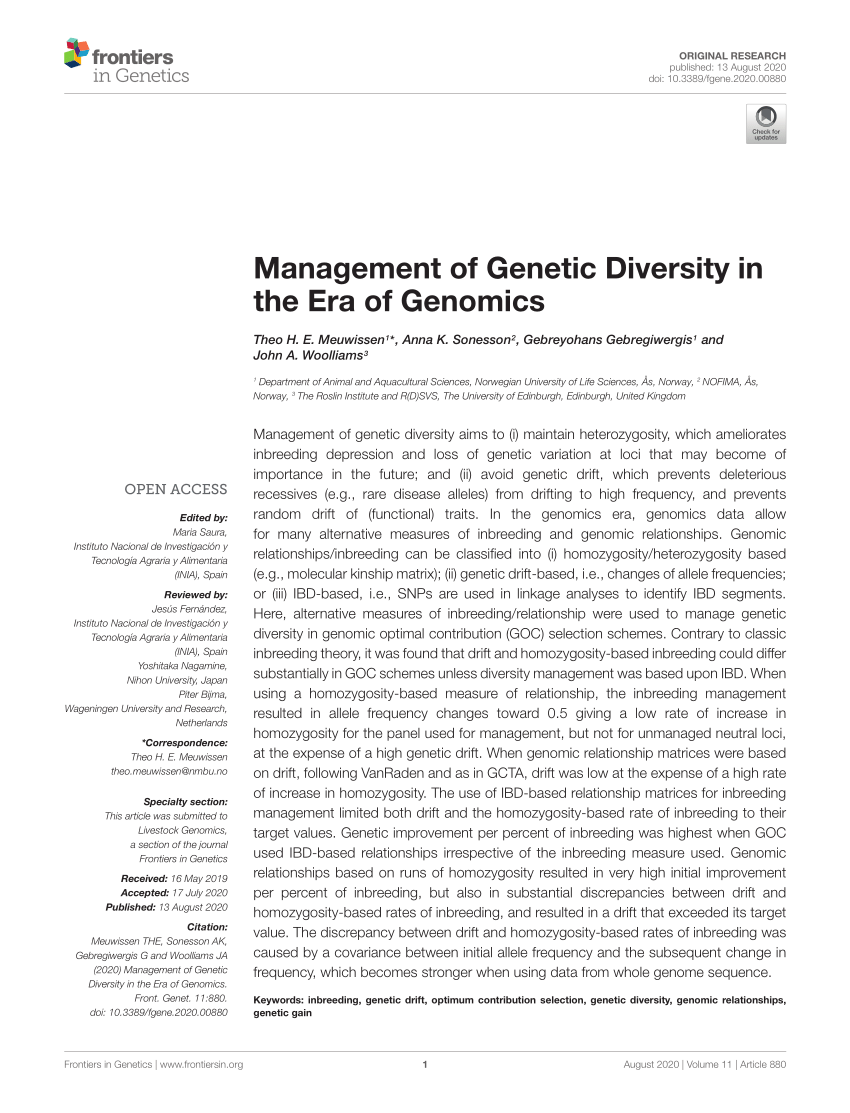 research articles on genetic diversity