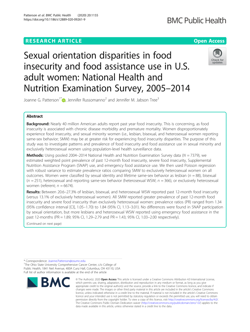 PDF Sexual orientation disparities in food insecurity and food