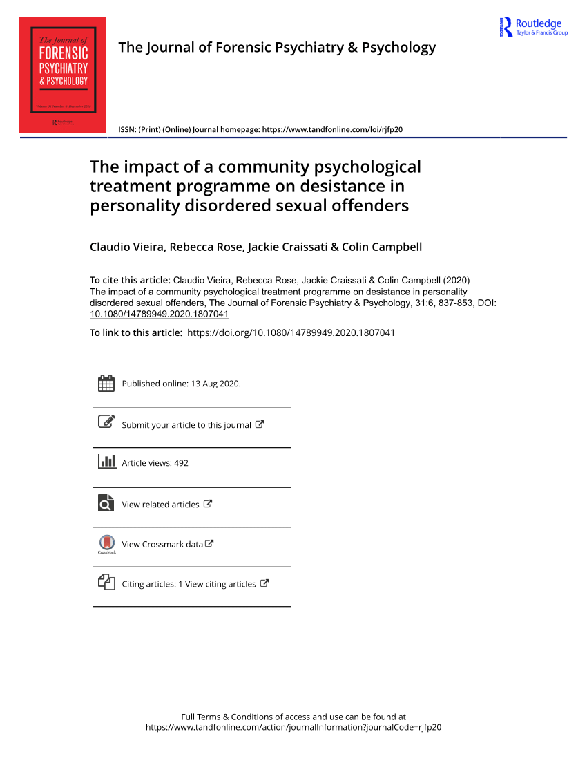 Pdf The Impact Of A Community Psychological Treatment Programme On Desistance In Personality 6181