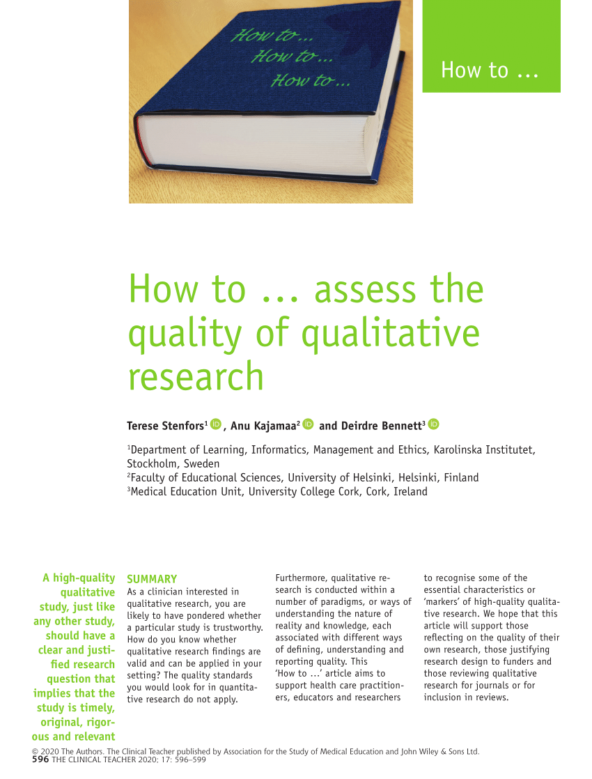 how to assess quality of research article