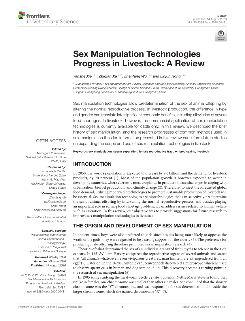PDF) Sex Manipulation Technologies Progress in Livestock: A Review