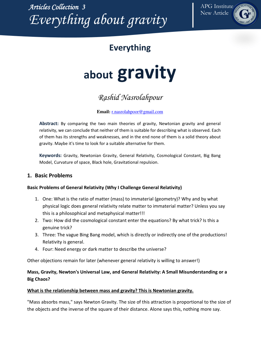 gravity theory research paper