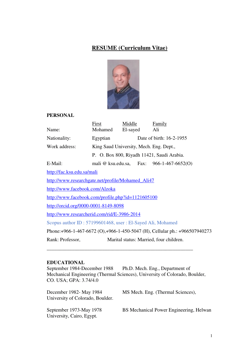 (PDF) RESUME (Curriculum Vitae)