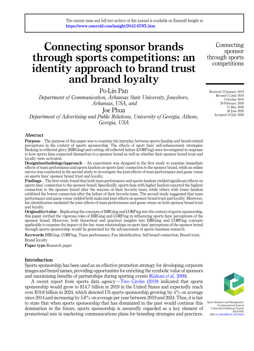 PDF) Connecting sponsor brands through sports competitions: an