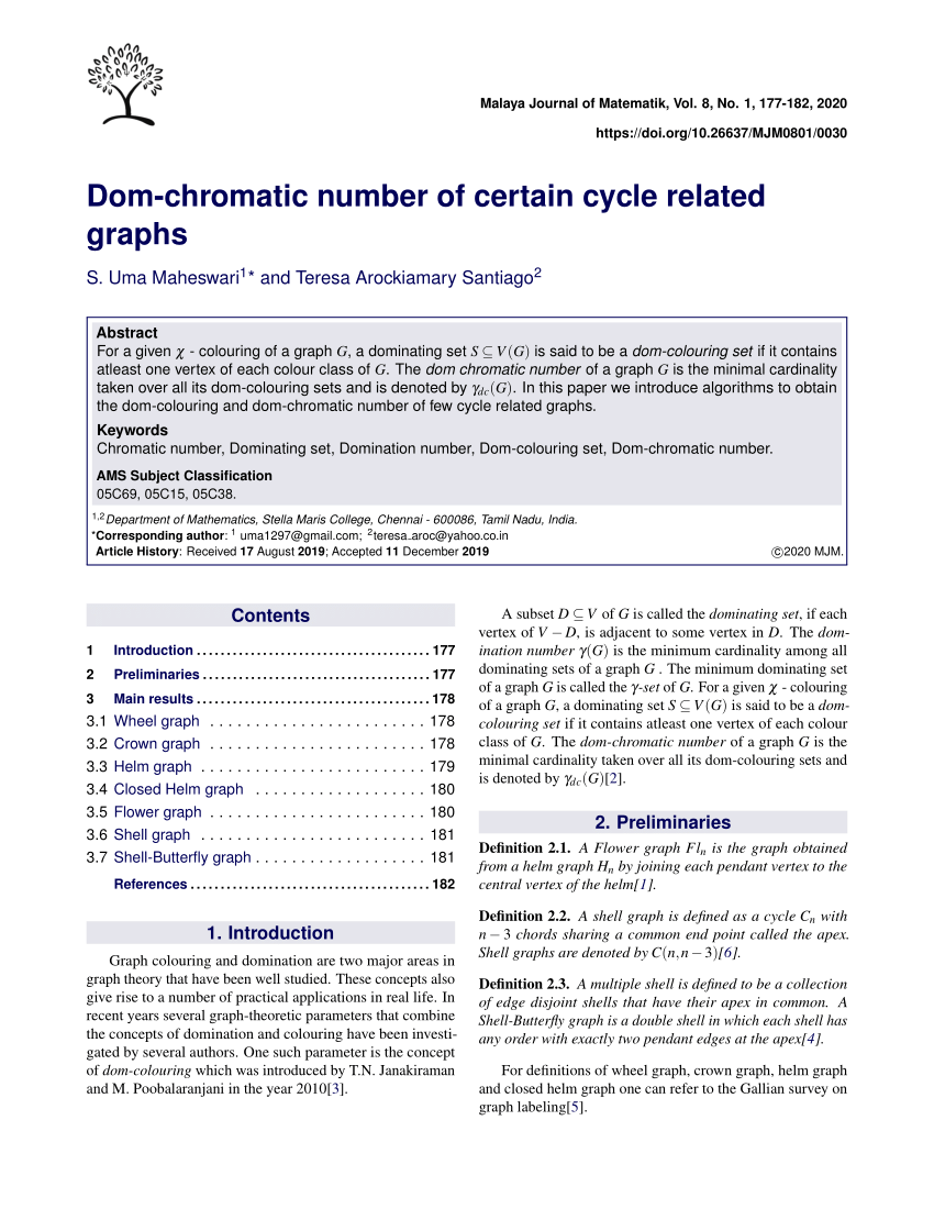 (PDF) DomChromatic Number of certain cycle related graphs, Malaya