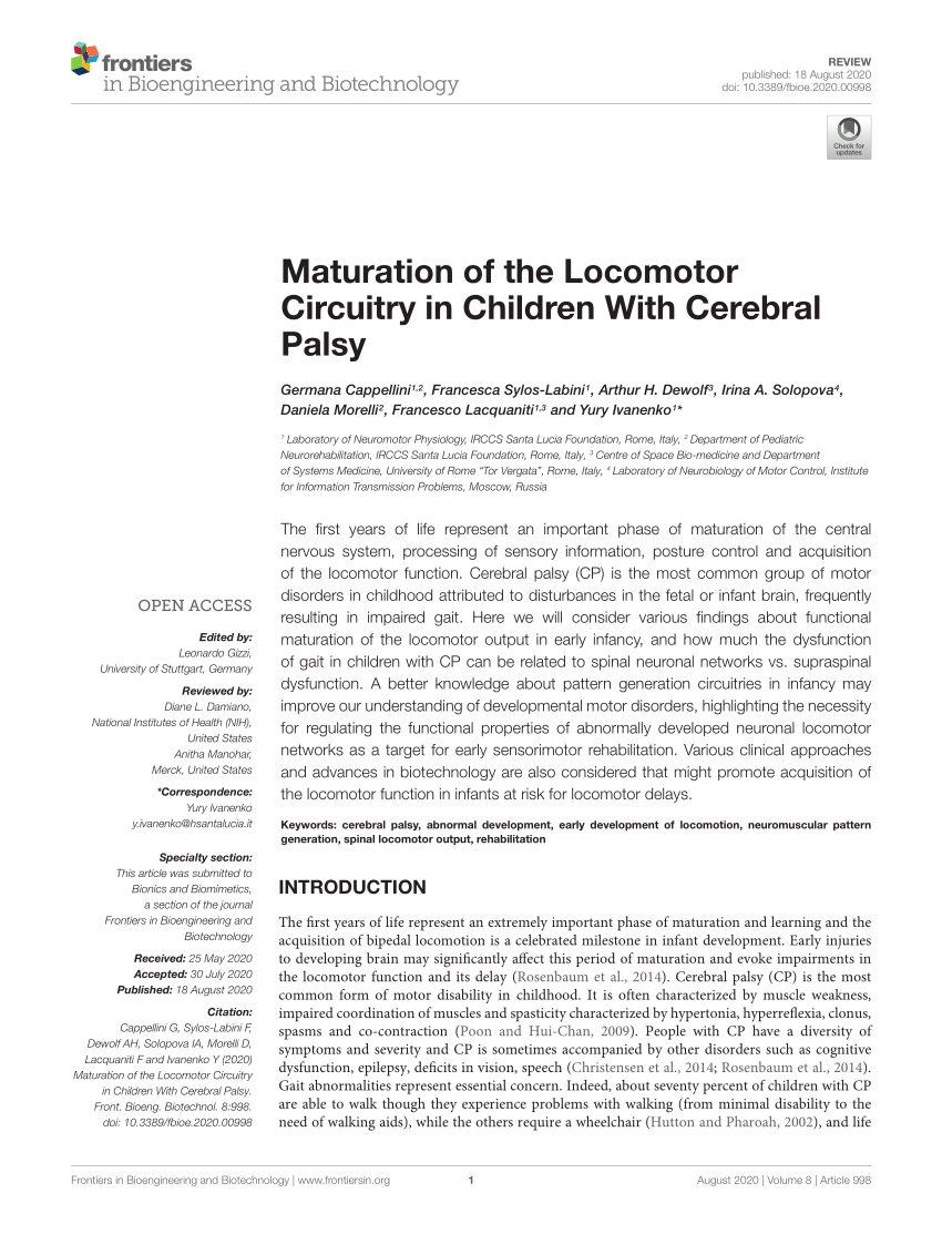 PDF) Maturation of the Locomotor Circuitry in Children With ...