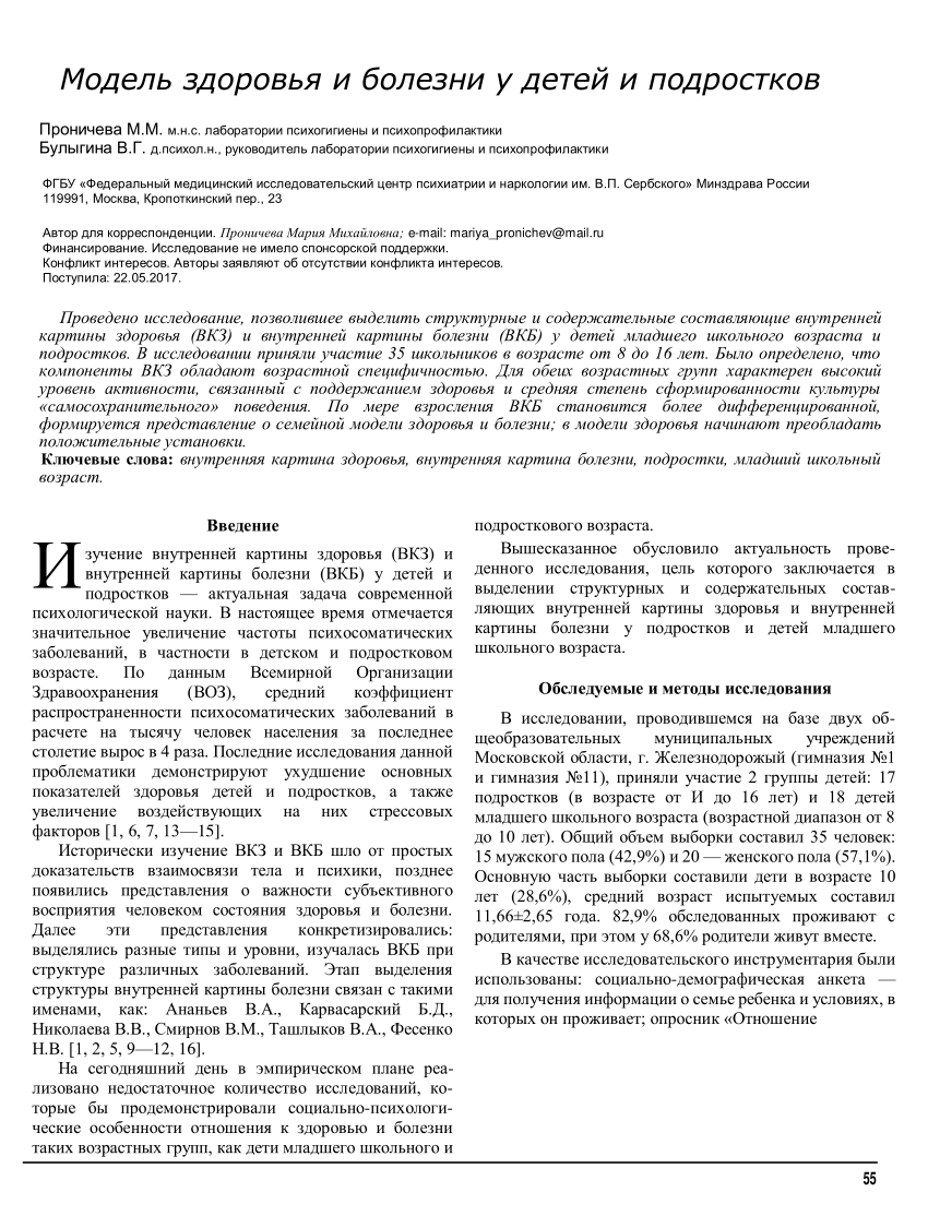 Внутренняя картина здоровья