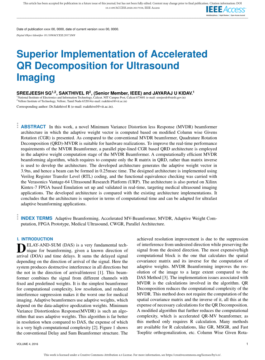 Pdf Superior Implementation Of Accelerated Qr Decomposition For Ultrasound Imaging