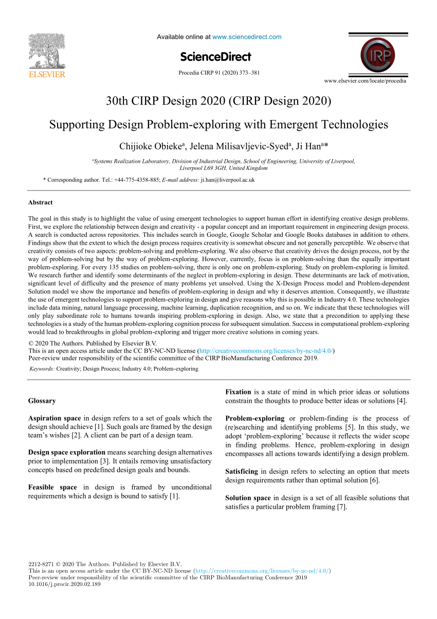 Pdf Supporting Design Problem Exploring With Emergent Technologies