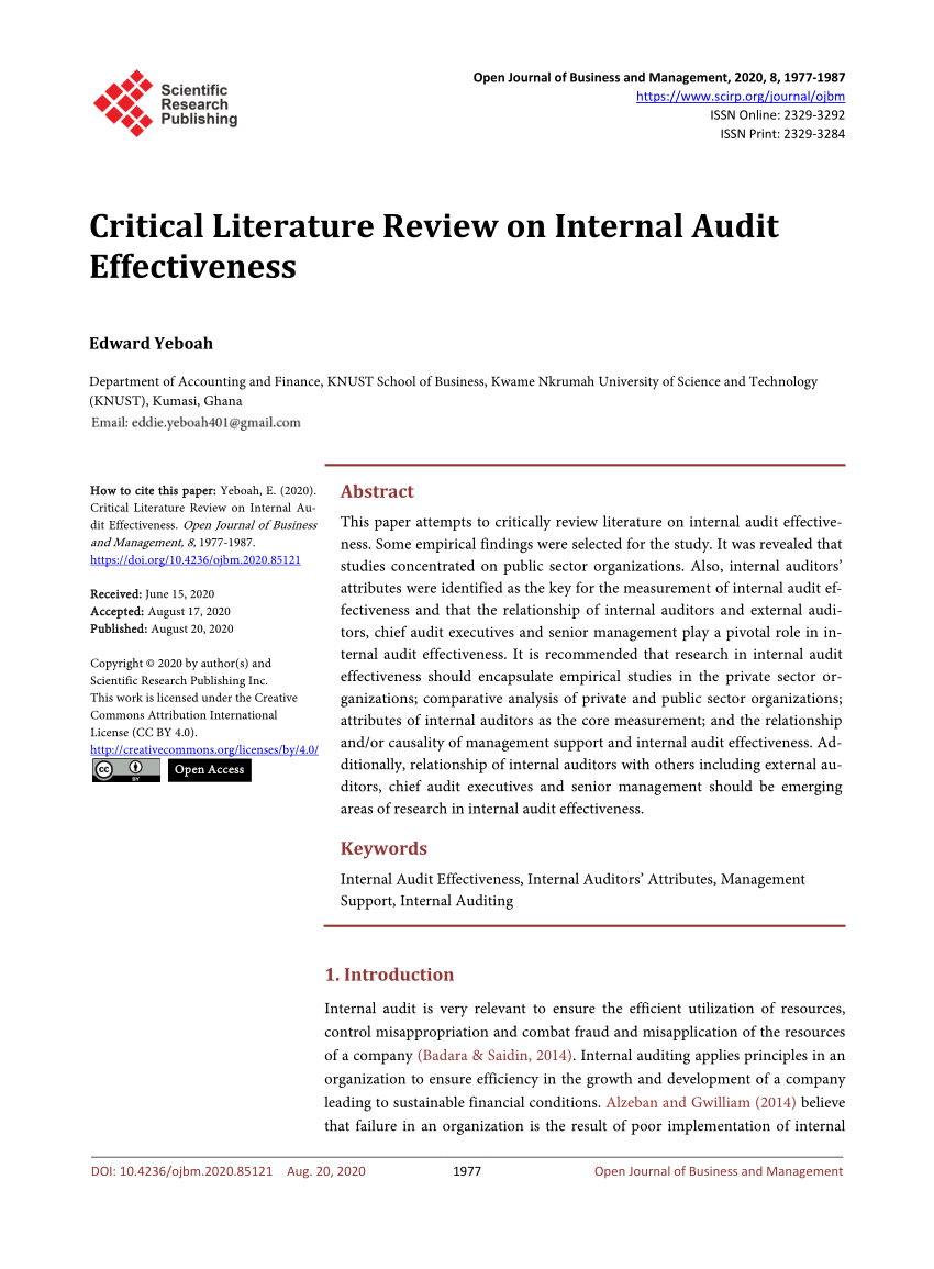 literature review on internal auditing pdf
