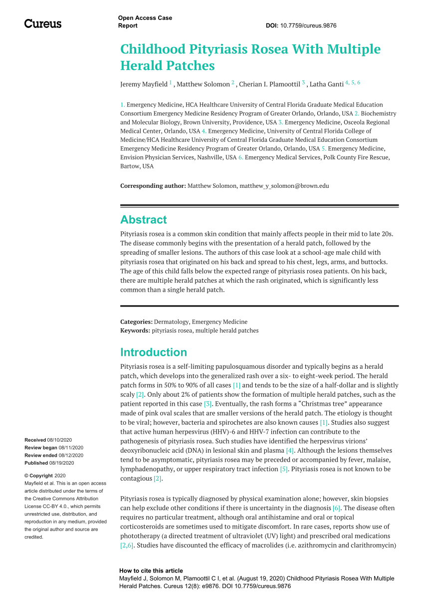 Cureus, Atypical Presentation of Scarlet Fever