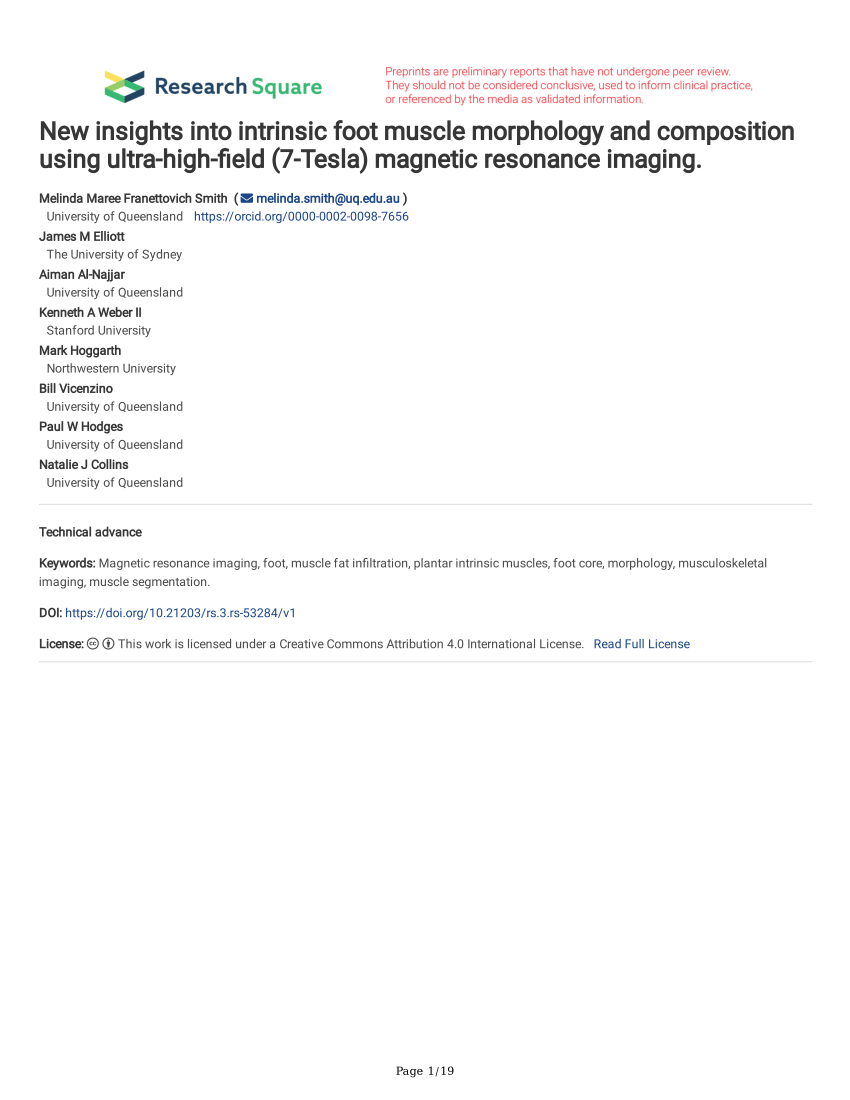 PDF) New insights into intrinsic foot muscle morphology and composition ultra-high-field (7-Tesla) magnetic resonance imaging.