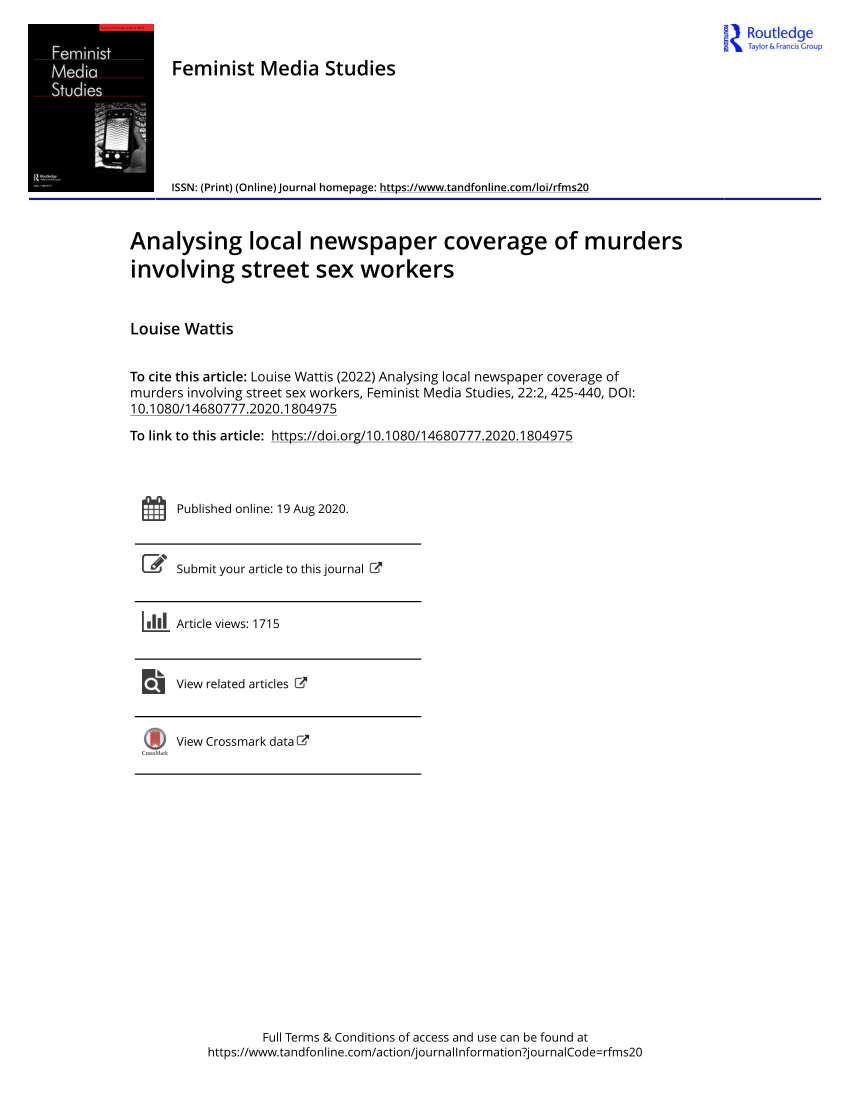 PDF) Analysing local newspaper coverage of murders involving street sex  workers