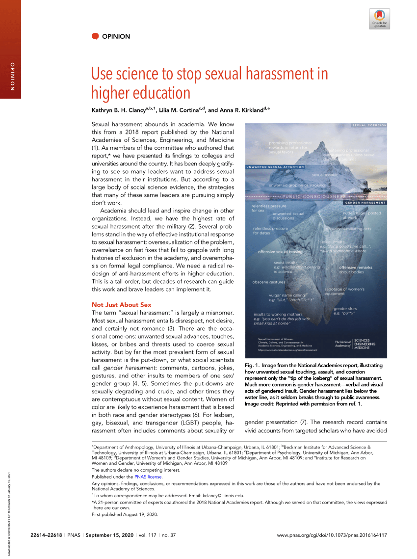 PDF) Opinion Use science to stop sexual harassment in higher education